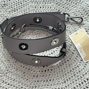 Michael Kors Leather Guitar Strap in Pearl Gray w/Pin Grommets